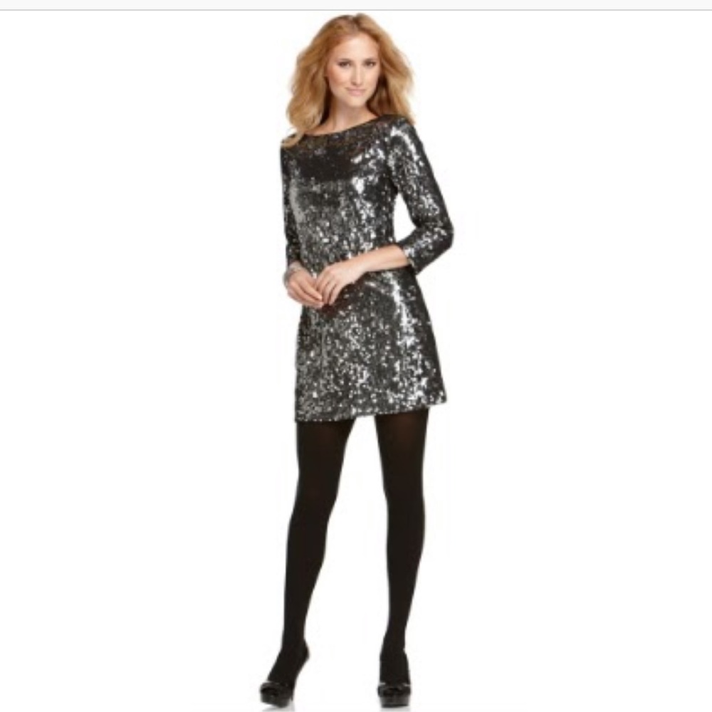 Tahari Ezra Sequin Shift Dress